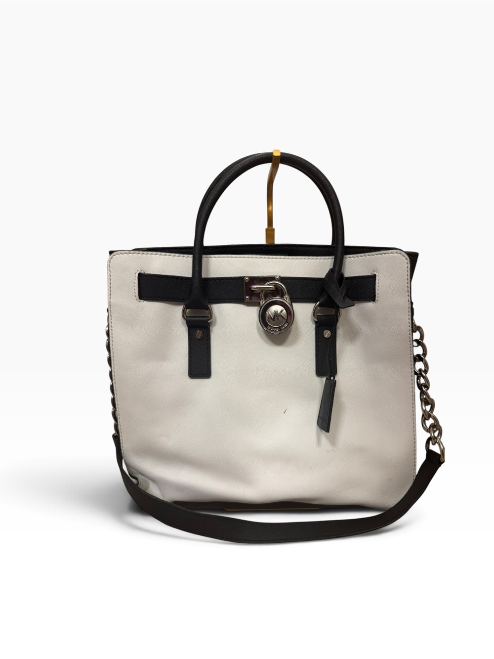 Michael Kors Hamilton Black & White Saffiano Leather Large Work Tote